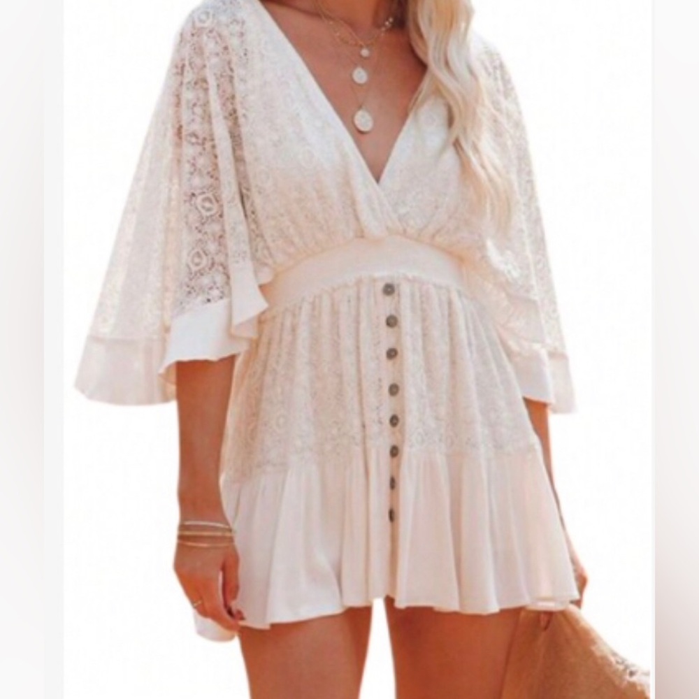 White Lace Dress with Button Detail Never Worn Brand New